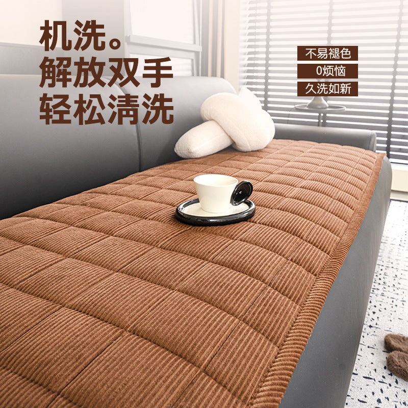 严选新品2025灯芯绒皮沙发垫飘窗垫直排一片式坐垫子固定防滑垫子