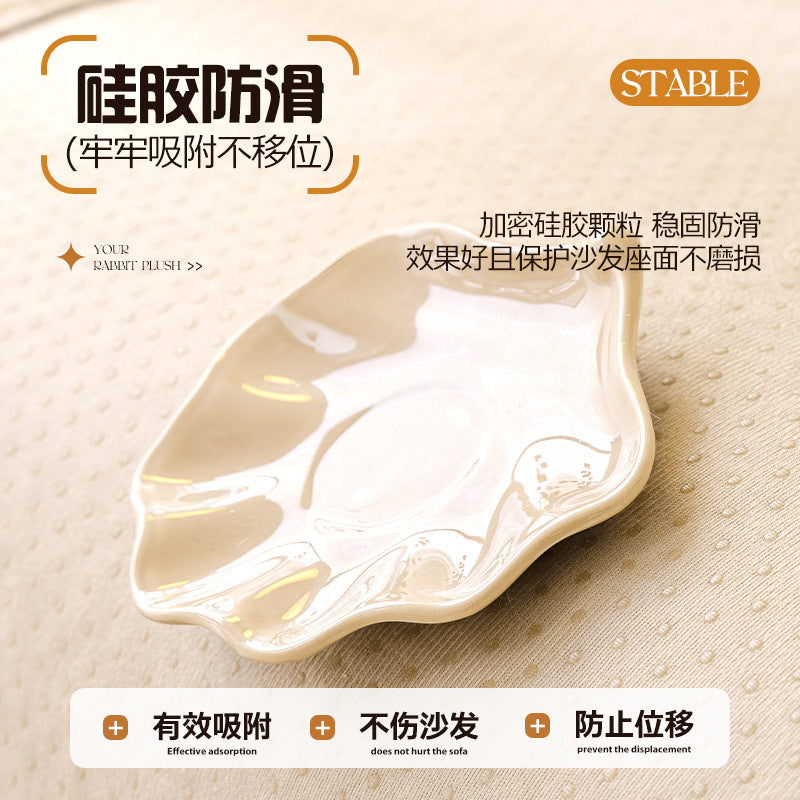 2025新款波浪兔毛绒沙发垫冬季防滑沙发套罩秋冬坐垫子扶手盖布巾