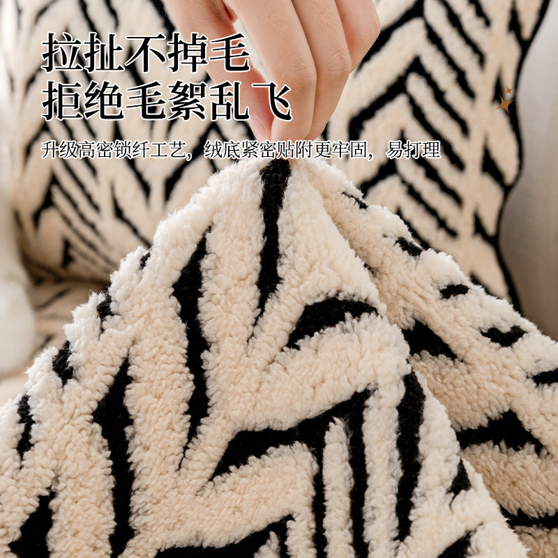 严选舒棉绒加厚毛绒沙发垫新款秋冬防滑保暖坐垫冬季沙发套罩盖布
