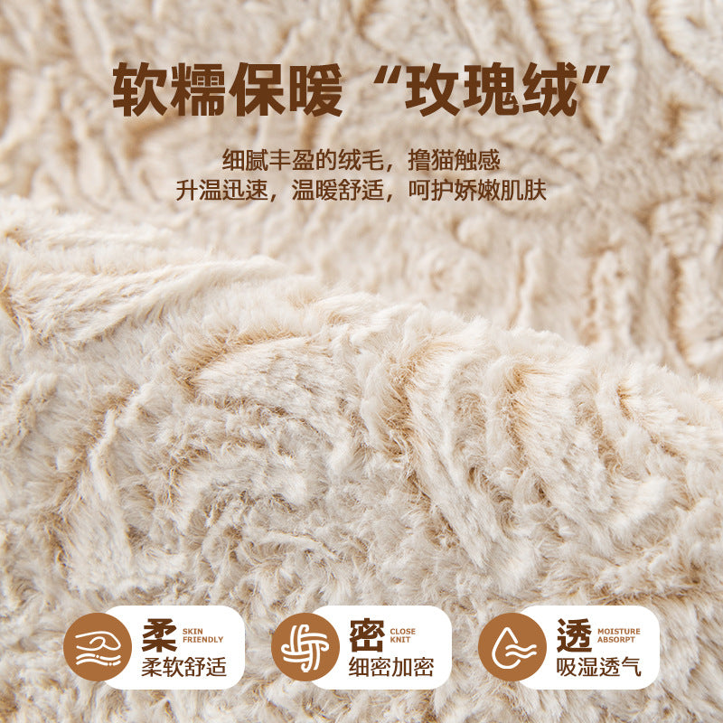 冬季玫瑰绒沙发垫加厚保暖毛绒坐垫2025新款固定防滑沙发套罩盖布