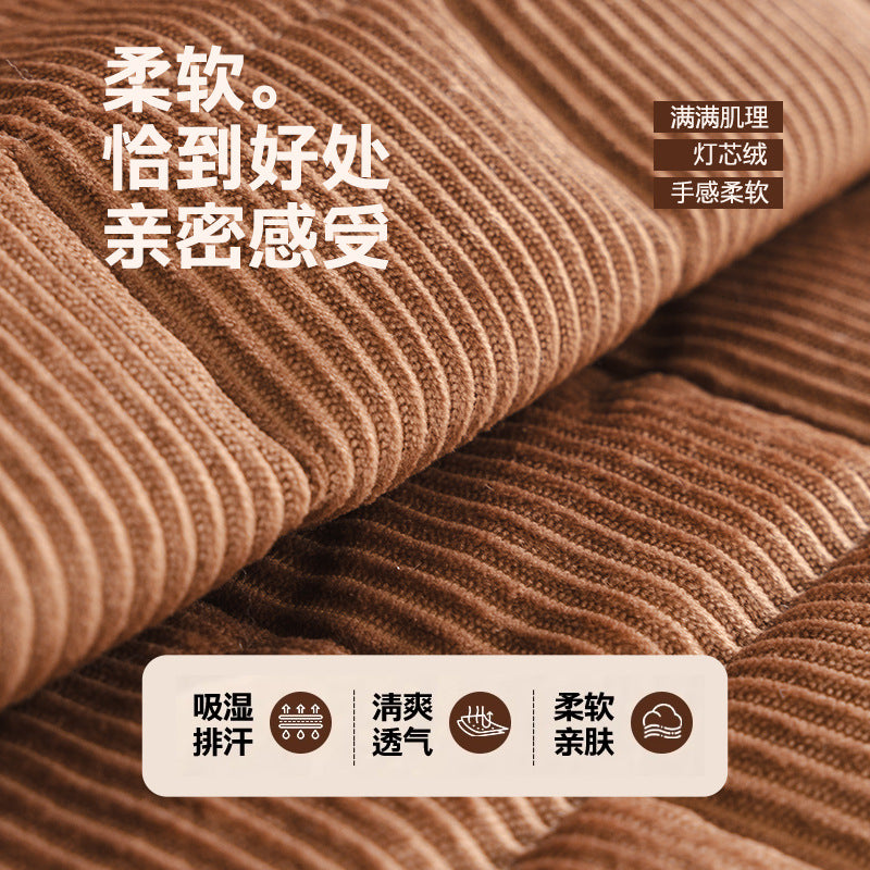 严选新品2025灯芯绒皮沙发垫飘窗垫直排一片式坐垫子固定防滑垫子