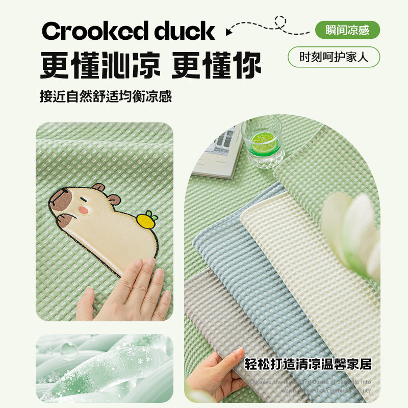 严选凉豆豆沙发垫夏季2025新款冰丝卡通凉席垫防滑坐垫夏天盖布巾