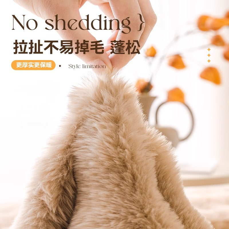严选纯色兔兔绒冬天坐垫可可咖1个装椅垫教室办公室防屁股痛屁垫