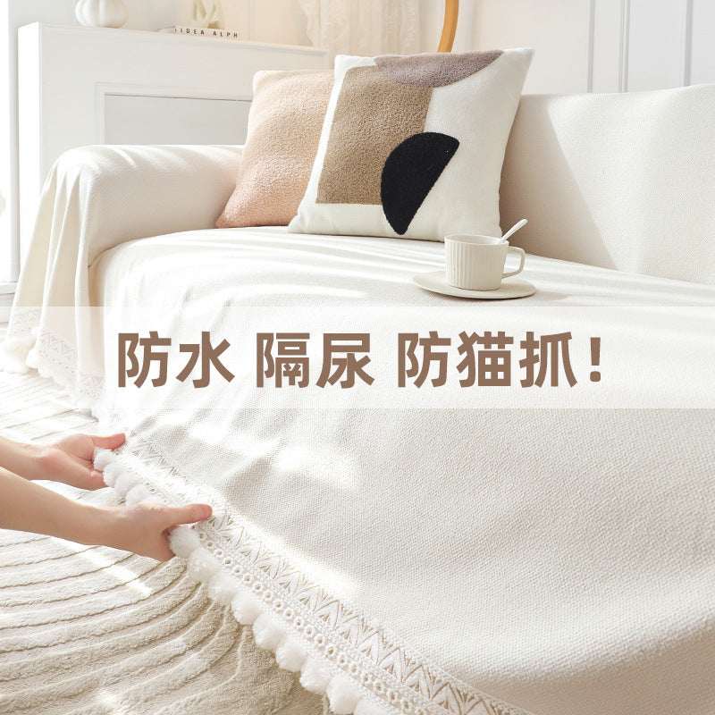 奶油风泰迪绒四季通用万能沙发套全包通用型防滑一体式皮沙发套罩