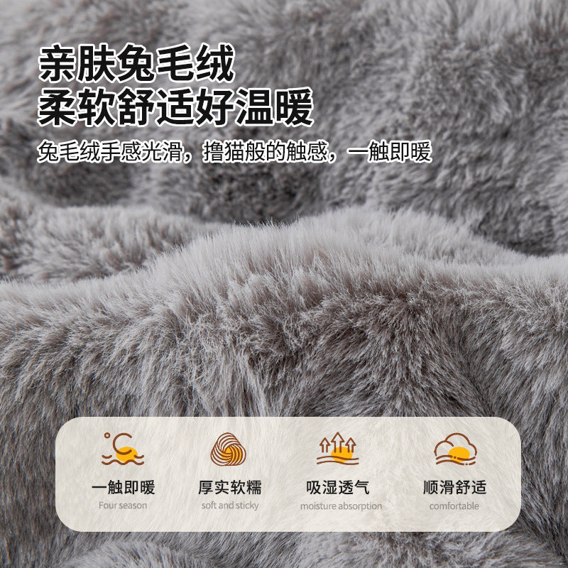 跨境兔兔绒新款猫狗垫子冬季加厚保暖防滑沙发窝睡觉用带枕宠物垫