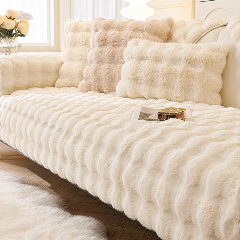 YEATION Bunny warm plush sofa cushion thickened anti-slip cushion leather sofa cover cover cloth new in winter.