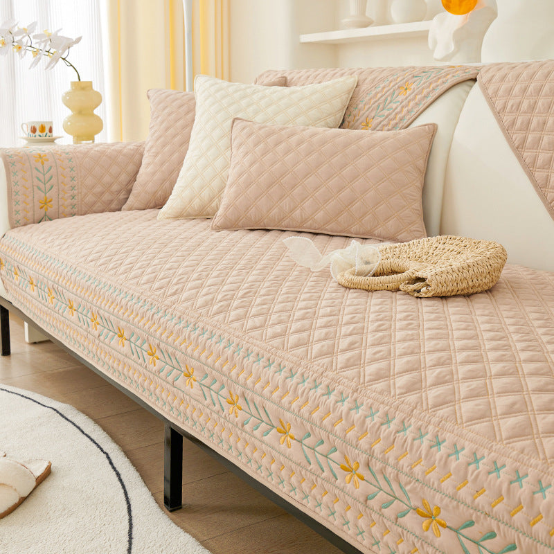 Cream wind sofa cushion washed cotton four seasons universal new 2025 sofa backrest cover towel non-slip dust-proof sofa cover.