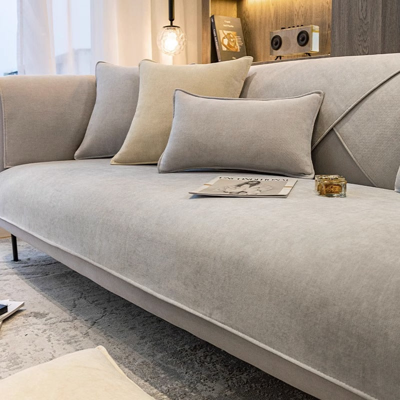 Chenille sofa cushion four seasons general simple modern grey cover non-slip cushion luxury sofa cover hood.