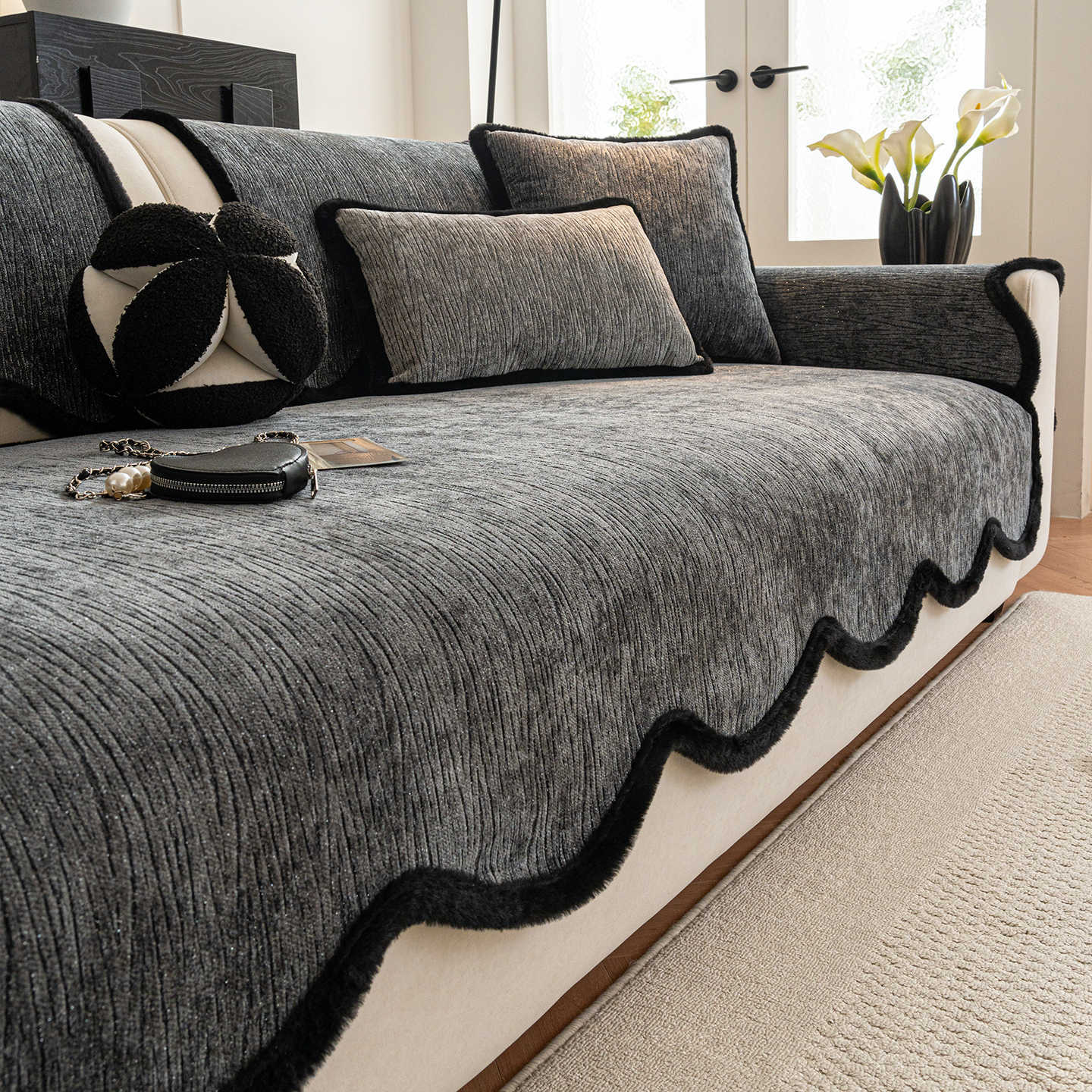 Chenille sofa cushion 2025 new four seasons universal high-grade non-slip sofa cushion in-line sofa cover