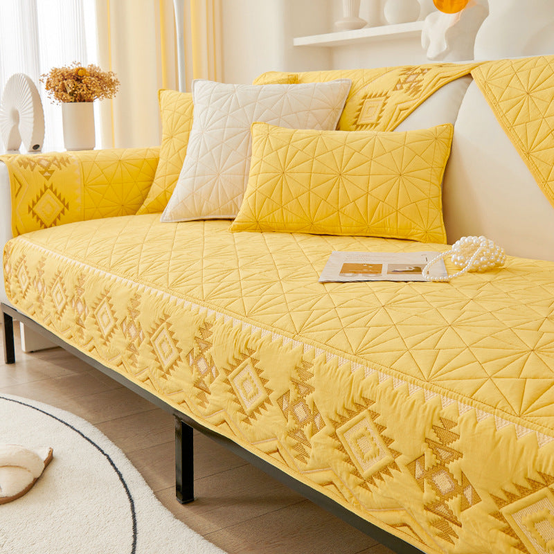 Cream wind sofa cushion washed cotton four seasons universal new 2025 sofa backrest cover towel non-slip dust-proof sofa cover.