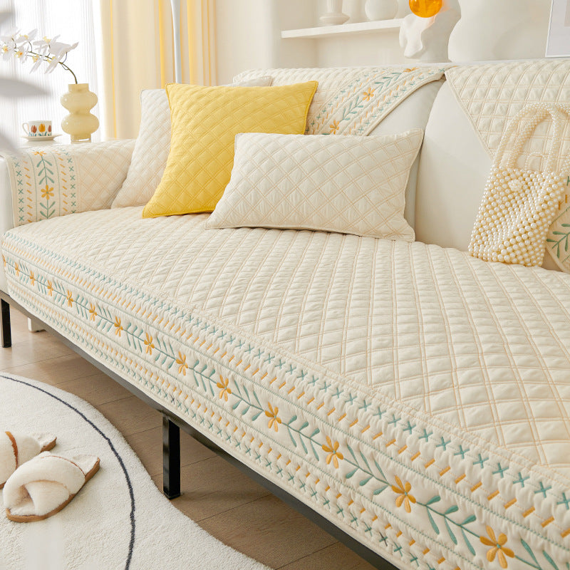 Cream wind sofa cushion washed cotton four seasons universal new 2025 sofa backrest cover towel non-slip dust-proof sofa cover.
