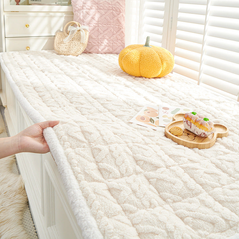 Cream wind thickened bay window mat in autumn and winter 2025 new four seasons plush cushion balcony mat tatami