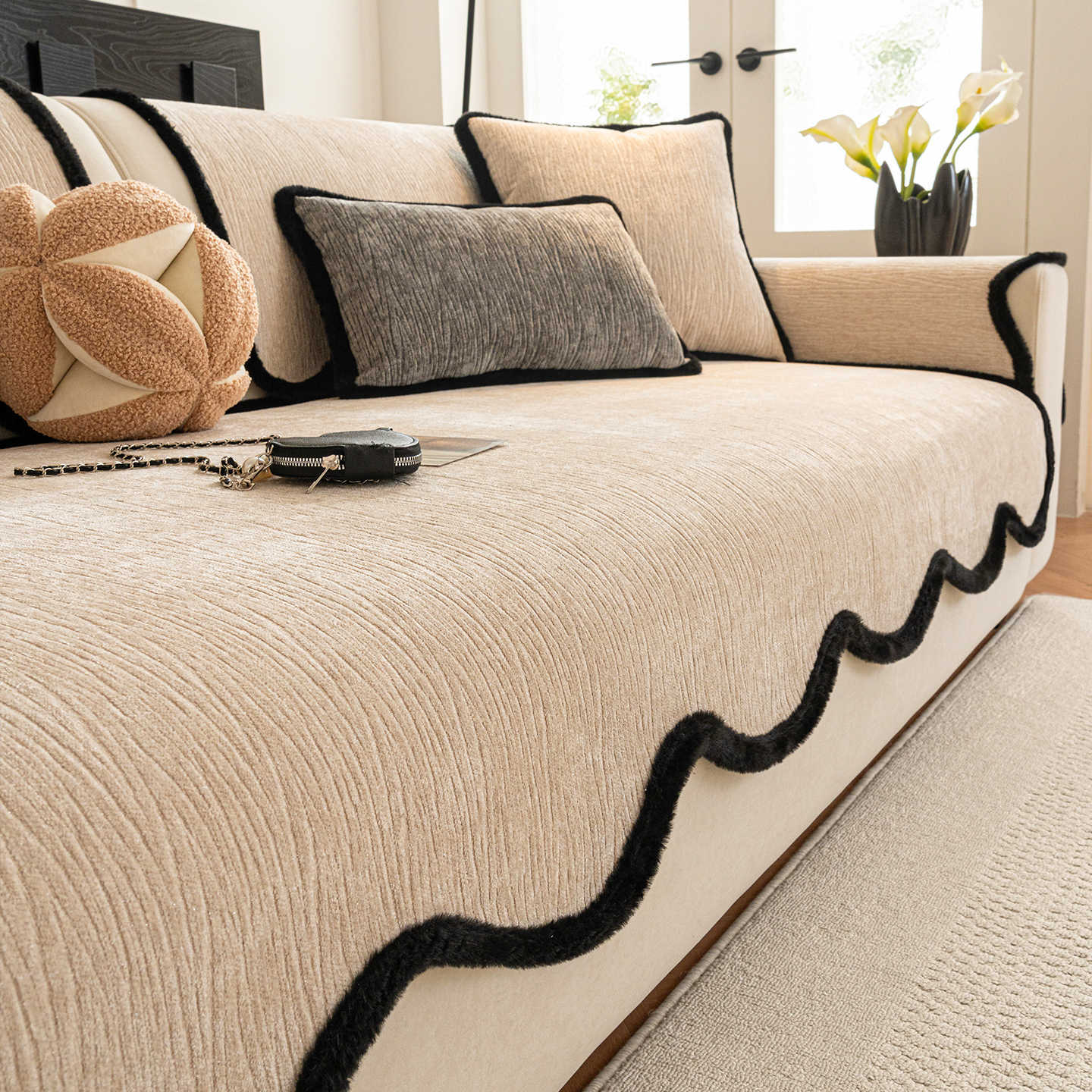Chenille sofa cushion 2025 new four seasons universal high-grade non-slip sofa cushion in-line sofa cover