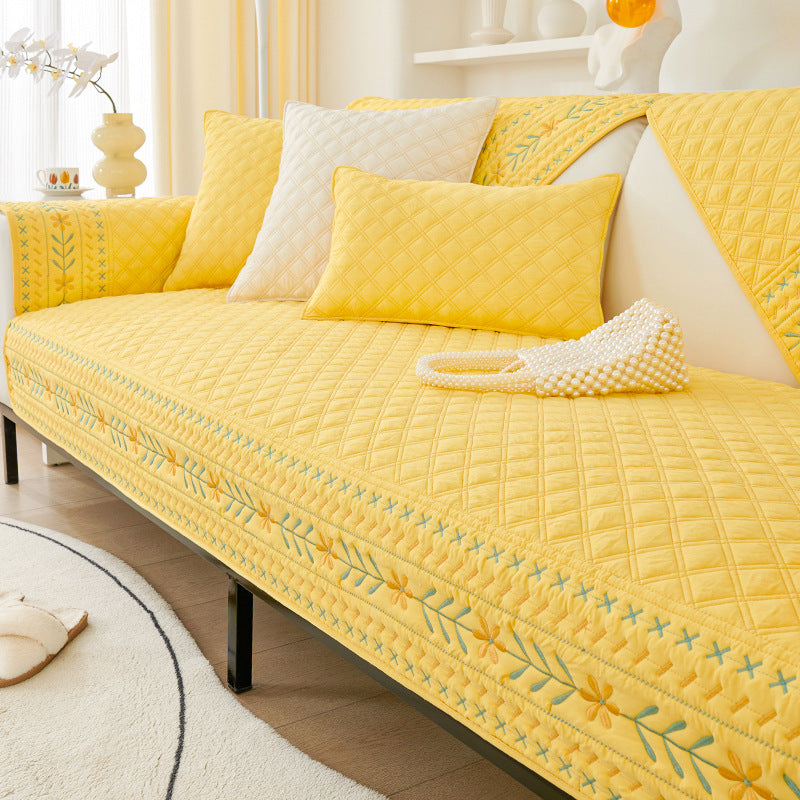 Cream wind sofa cushion washed cotton four seasons universal new 2025 sofa backrest cover towel non-slip dust-proof sofa cover.
