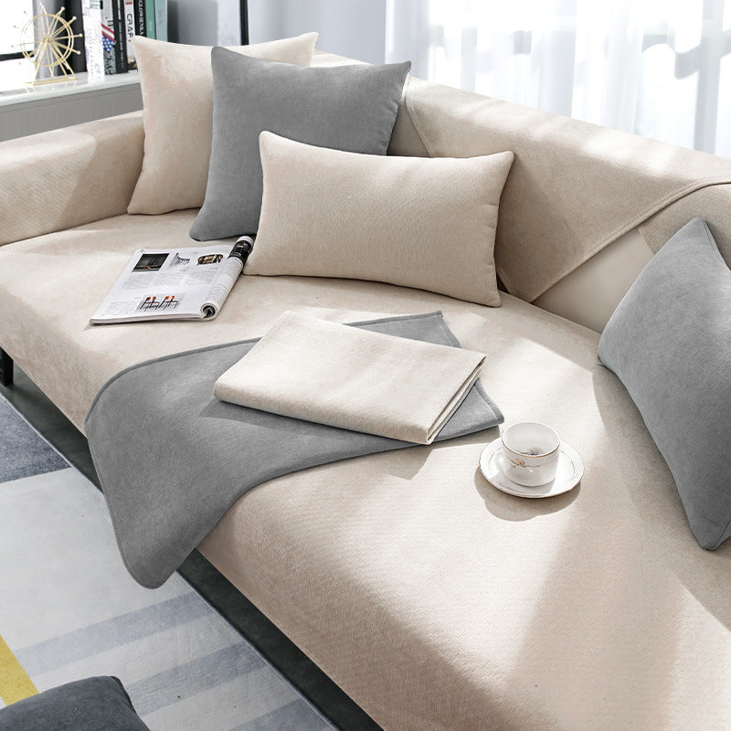 Chenille sofa cushion four seasons general simple modern grey cover non-slip cushion luxury sofa cover hood.
