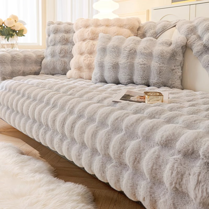YEATION Bunny warm plush sofa cushion thickened anti-slip cushion leather sofa cover cover cloth new in winter.
