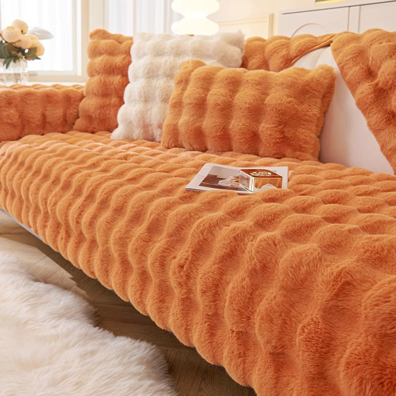 YEATION Bunny warm plush sofa cushion thickened anti-slip cushion leather sofa cover cover cloth new in winter.