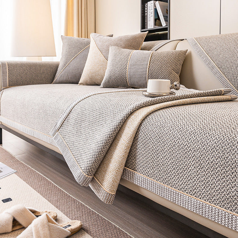 Japanese-style woven linen-like sofa cushion four seasons general non-slip sofa cover cover new 2025 backrest cover towel.