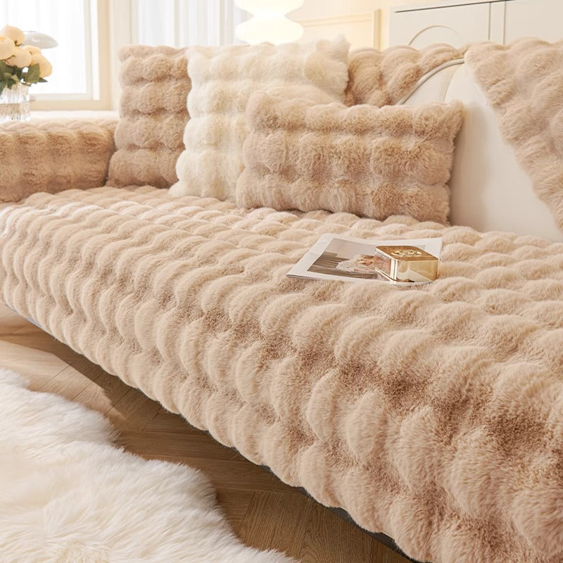 YEATION Bunny warm plush sofa cushion thickened anti-slip cushion leather sofa cover cover cloth new in winter.