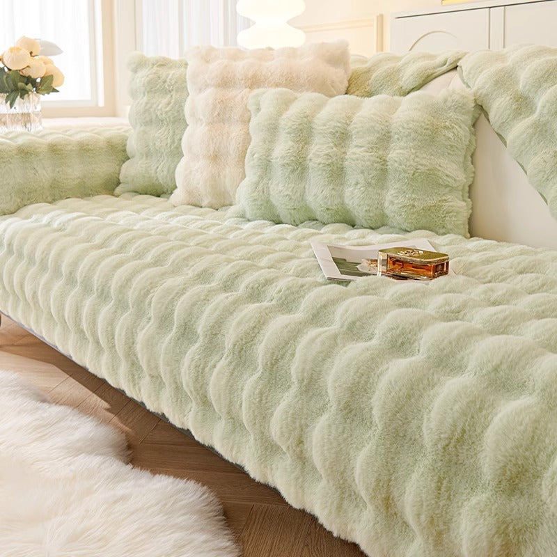 YEATION Bunny warm plush sofa cushion thickened anti-slip cushion leather sofa cover cover cloth new in winter.