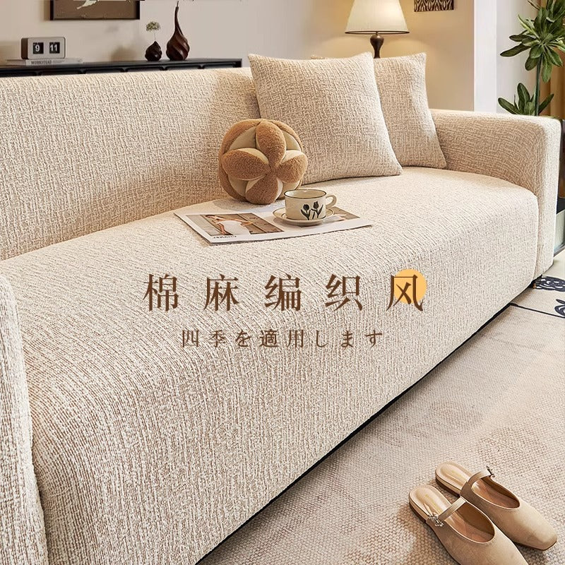 YEATION hemp sofa cover cover new anti-cat scratch elastic anti-slip all-inclusive universal set four seasons universal cushion cover.