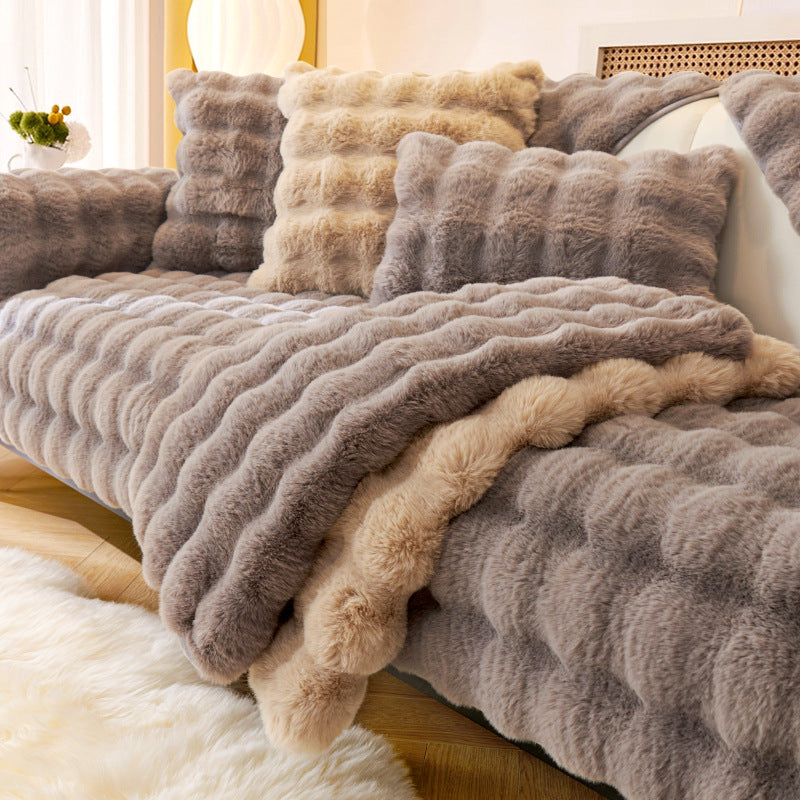 YEATION Bunny warm plush sofa cushion thickened anti-slip cushion leather sofa cover cover cloth new in winter.