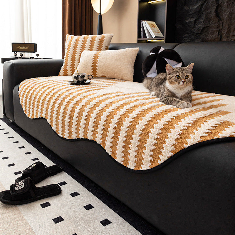 Yan Xuanshu cotton wool special-shaped sofa cushion autumn and winter plush irregular in-line cushion advanced sense non-slip leather sofa