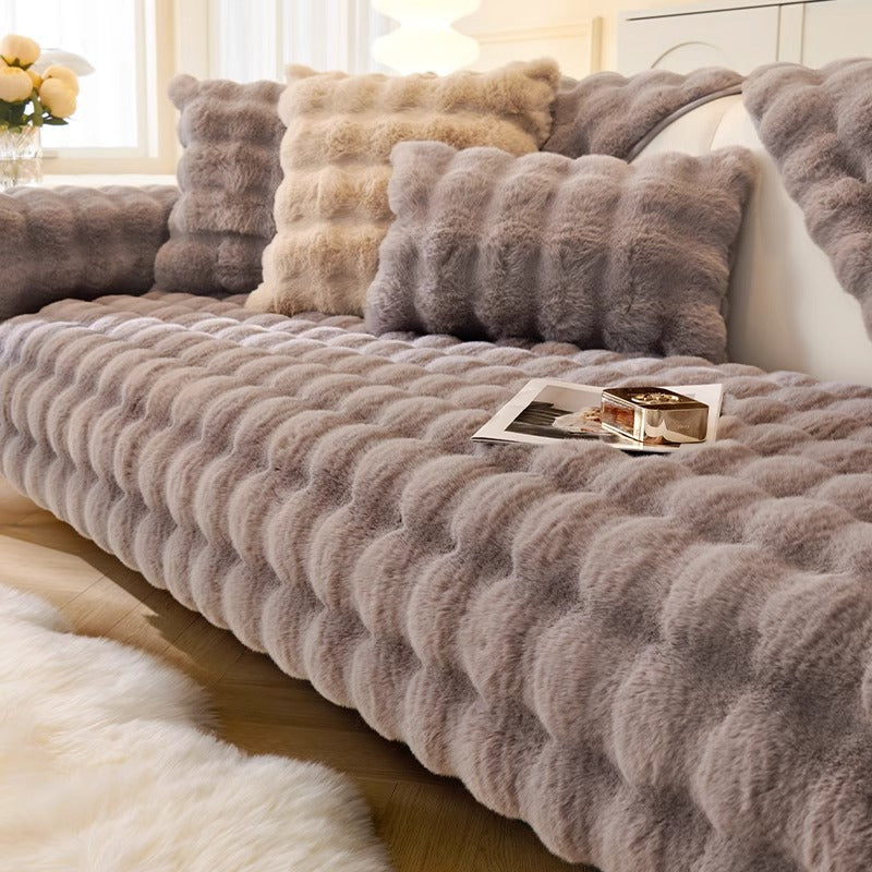 YEATION Bunny warm plush sofa cushion thickened anti-slip cushion leather sofa cover cover cloth new in winter.