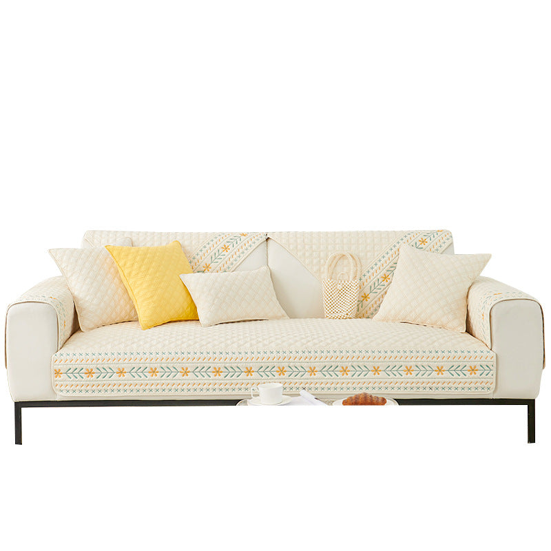 Cream wind sofa cushion washed cotton four seasons universal new 2025 sofa backrest cover towel non-slip dust-proof sofa cover.