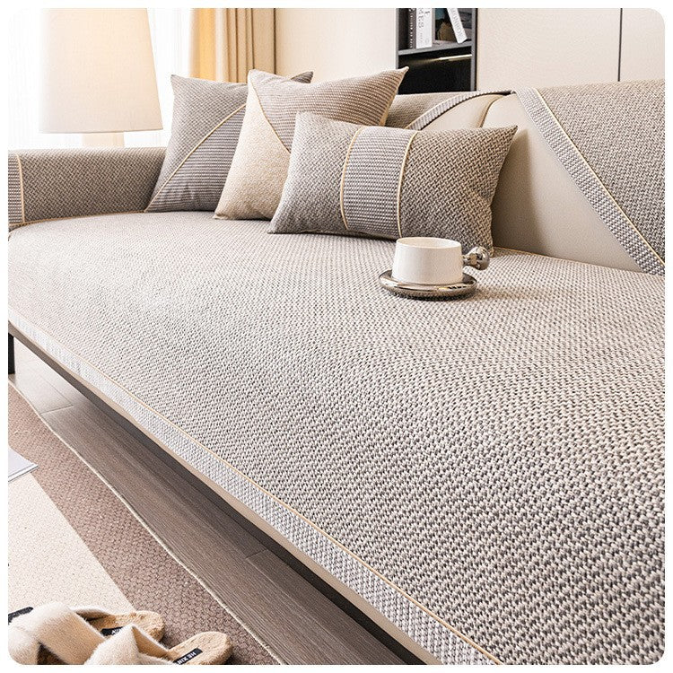 Japanese-style woven linen-like sofa cushion four seasons general non-slip sofa cover cover new 2025 backrest cover towel.