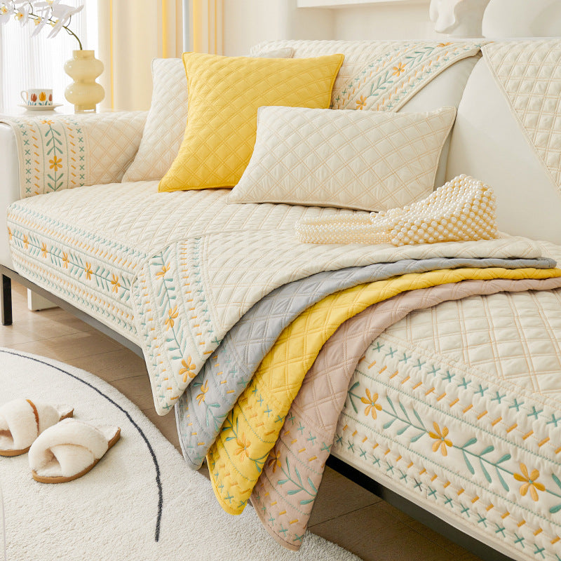 Cream wind sofa cushion washed cotton four seasons universal new 2025 sofa backrest cover towel non-slip dust-proof sofa cover.