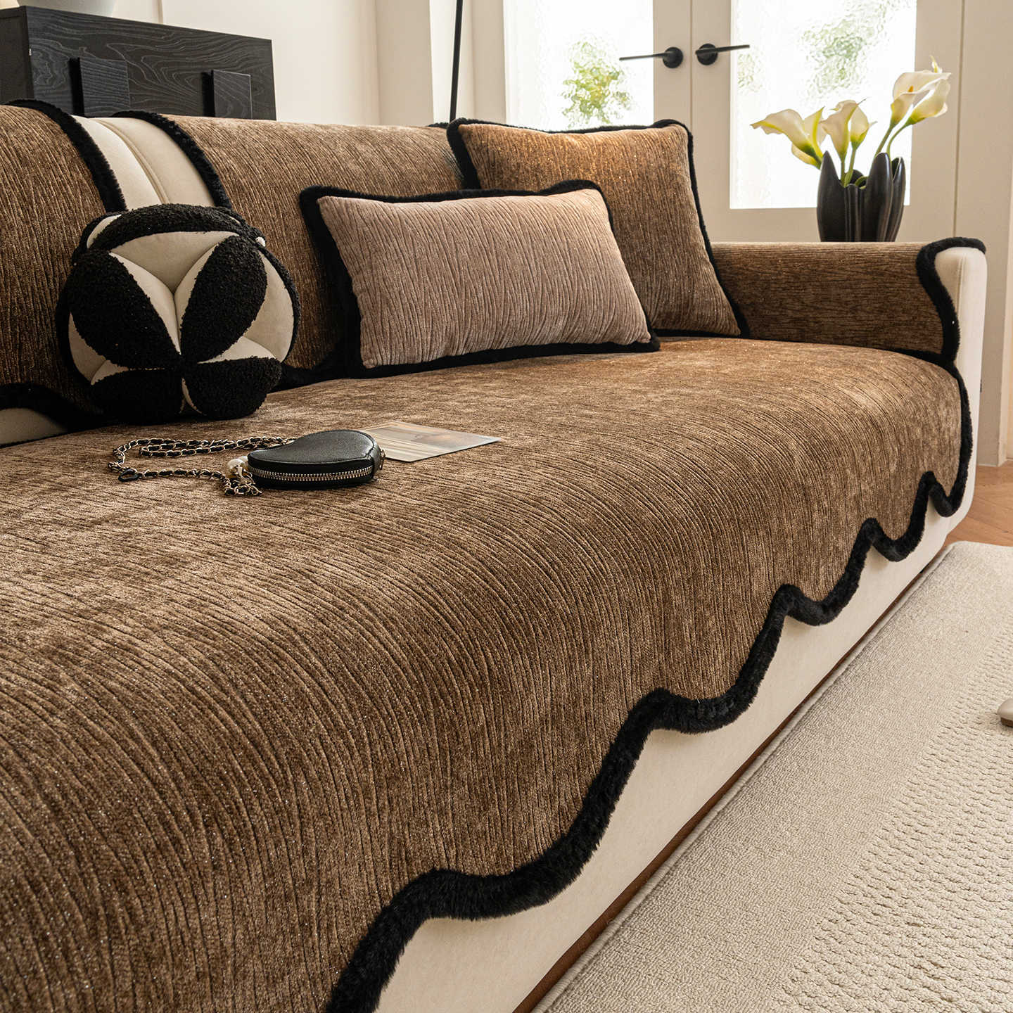 Chenille sofa cushion 2025 new four seasons universal high-grade non-slip sofa cushion in-line sofa cover