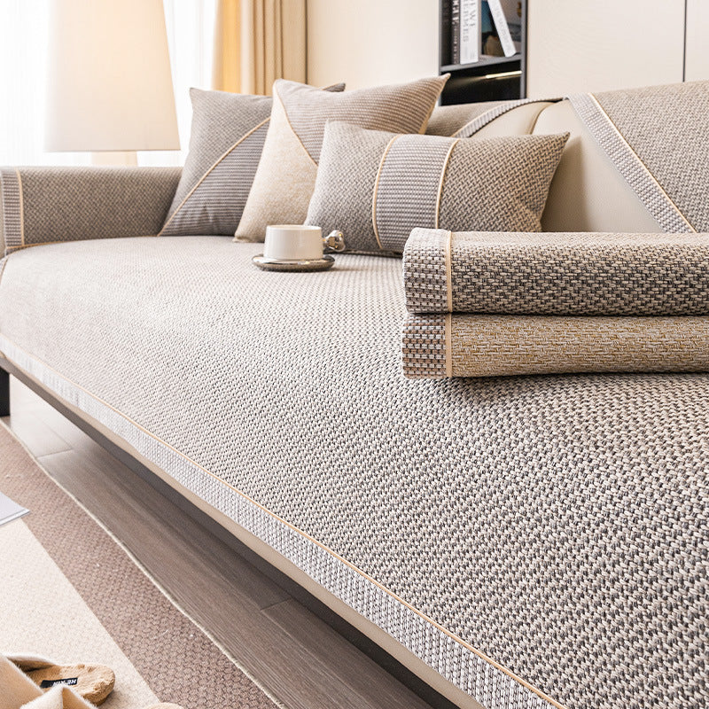 Japanese-style woven linen-like sofa cushion four seasons general non-slip sofa cover cover new 2025 backrest cover towel.