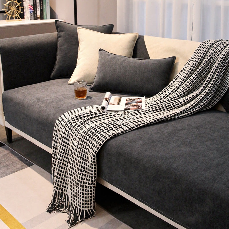 Chenille sofa cushion four seasons general simple modern grey cover non-slip cushion luxury sofa cover hood.