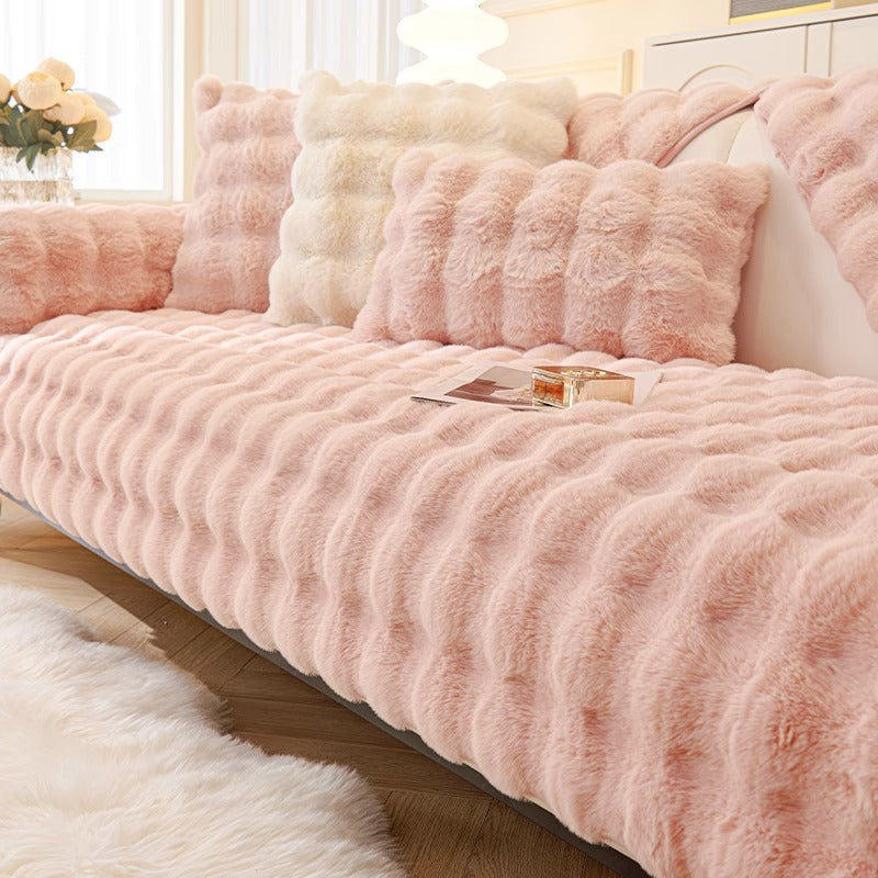 YEATION Bunny warm plush sofa cushion thickened anti-slip cushion leather sofa cover cover cloth new in winter.
