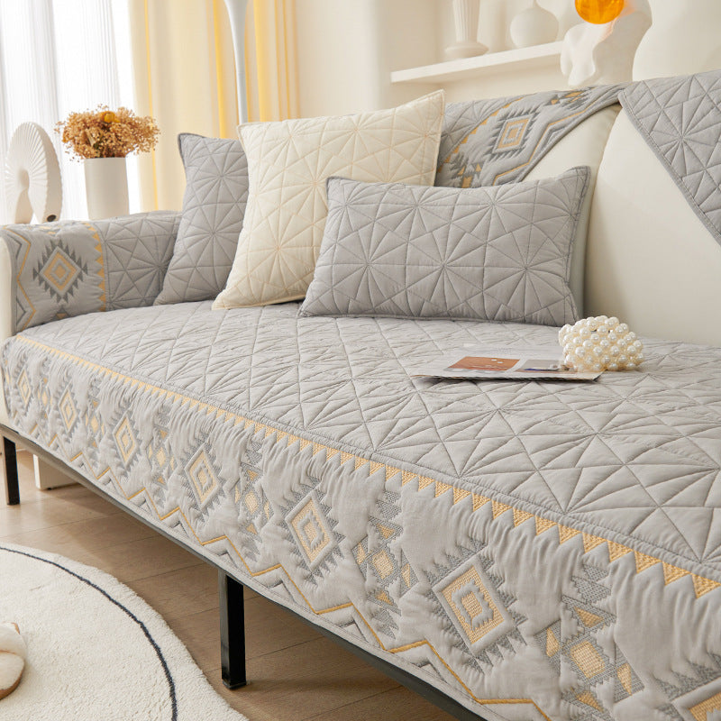 Cream wind sofa cushion washed cotton four seasons universal new 2025 sofa backrest cover towel non-slip dust-proof sofa cover.