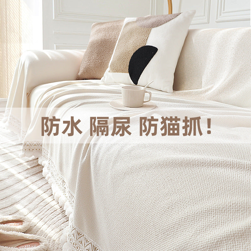 奶油风泰迪绒四季通用万能沙发套全包通用型防滑一体式皮沙发套罩