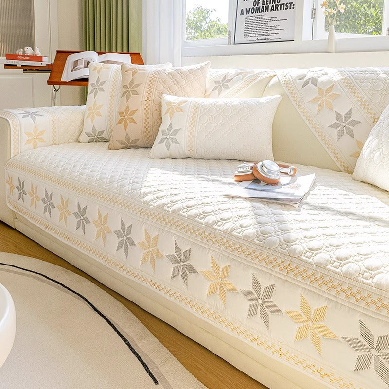 Cream wind sofa cushion washed cotton four seasons universal new 2025 sofa backrest cover towel non-slip dust-proof sofa cover.