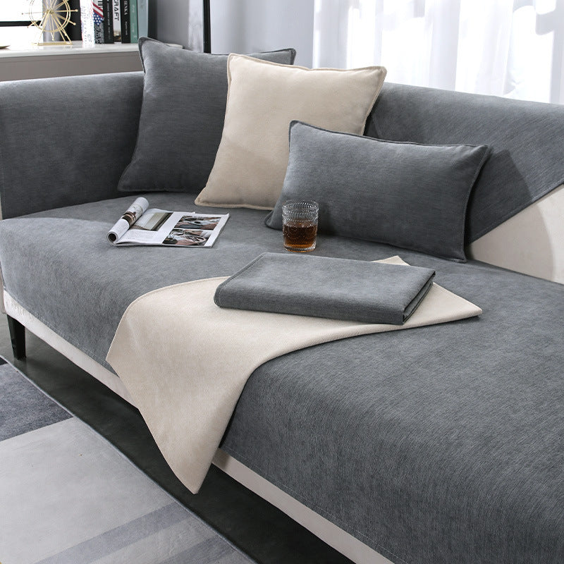 Chenille sofa cushion four seasons general simple modern grey cover non-slip cushion luxury sofa cover hood.