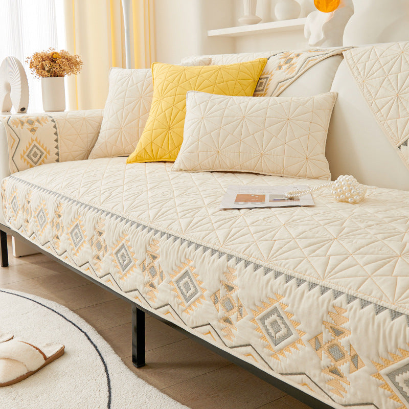 Cream wind sofa cushion washed cotton four seasons universal new 2025 sofa backrest cover towel non-slip dust-proof sofa cover.