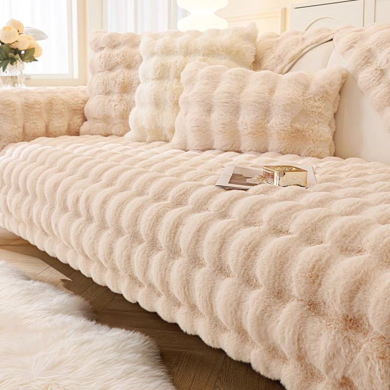 YEATION Bunny warm plush sofa cushion thickened anti-slip cushion leather sofa cover cover cloth new in winter.