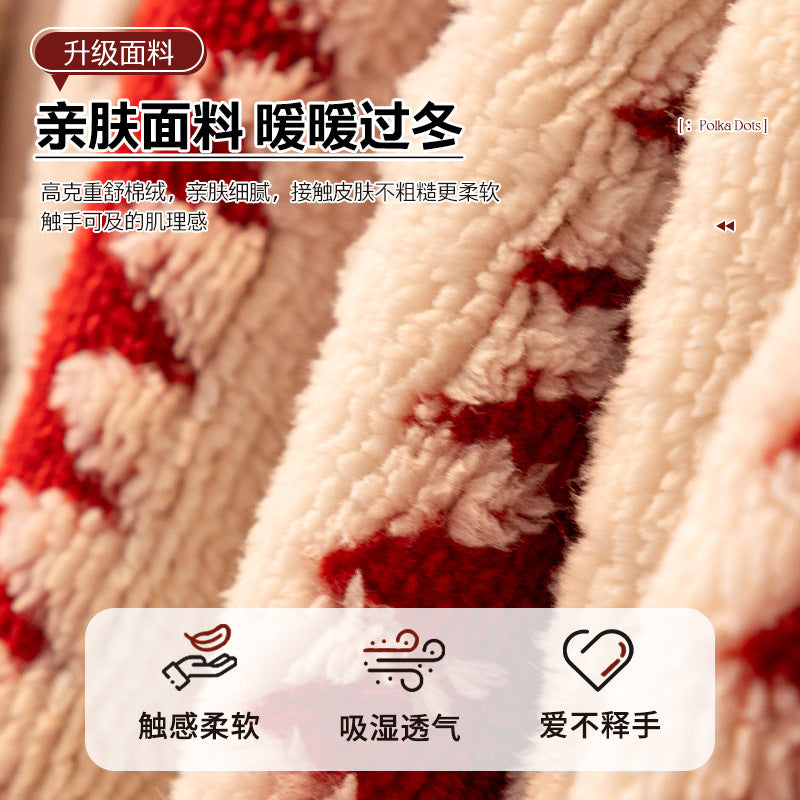 严选新年喜庆红色沙发巾一整张全盖套罩新款毛绒沙发垫秋冬季盖布