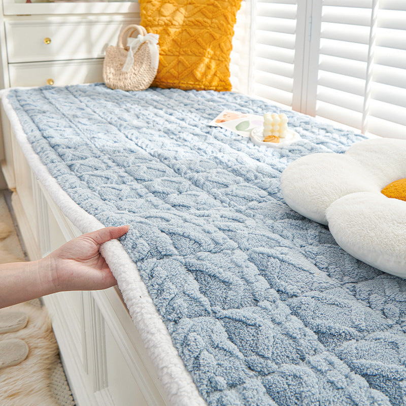 Cream wind thickened bay window mat in autumn and winter 2025 new four seasons plush cushion balcony mat tatami