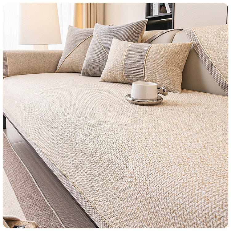 Japanese-style woven linen-like sofa cushion four seasons general non-slip sofa cover cover new 2025 backrest cover towel.