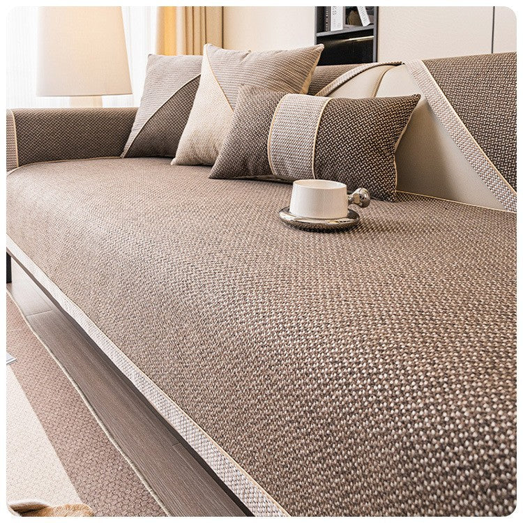 Japanese-style woven linen-like sofa cushion four seasons general non-slip sofa cover cover new 2025 backrest cover towel.