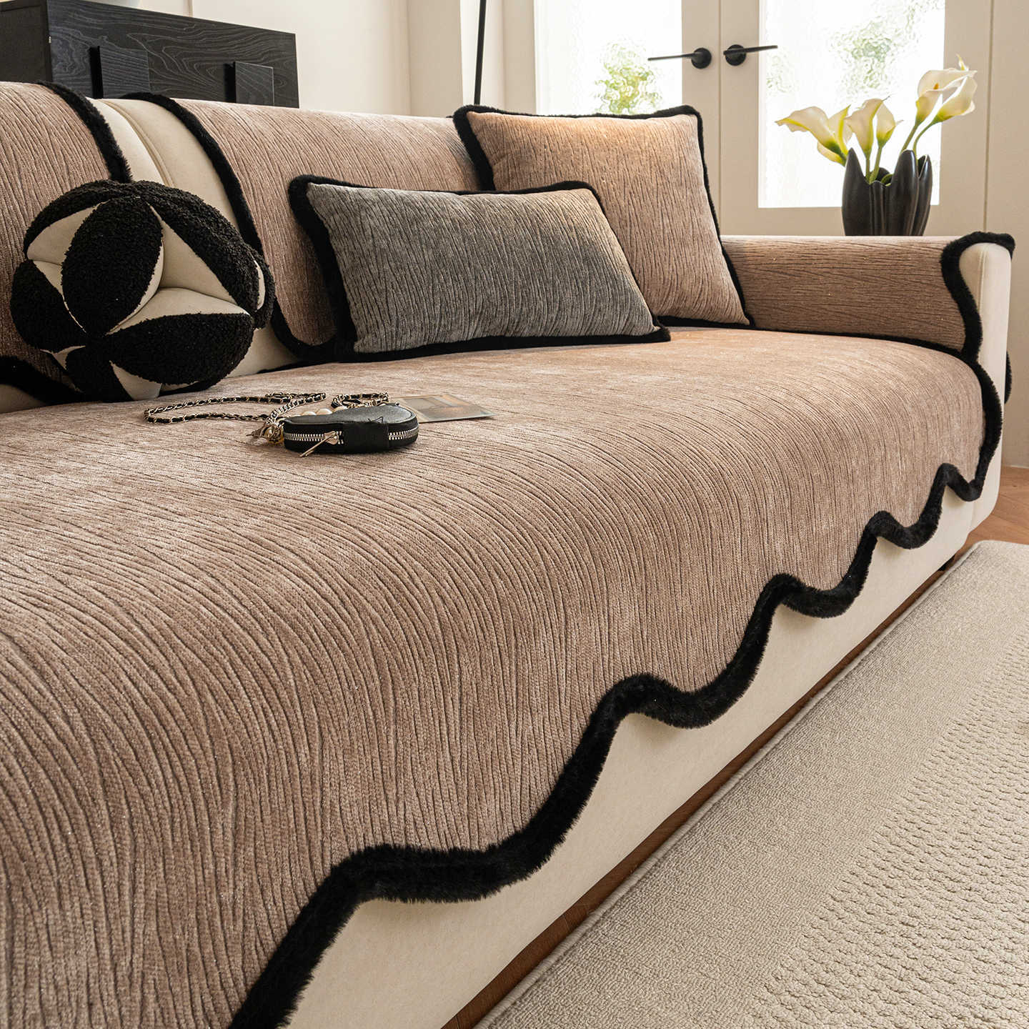Chenille sofa cushion 2025 new four seasons universal high-grade non-slip sofa cushion in-line sofa cover