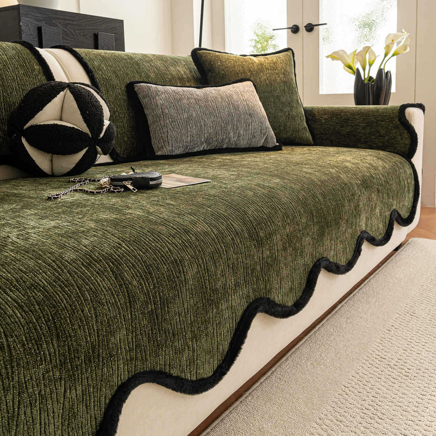 Chenille sofa cushion 2025 new four seasons universal high-grade non-slip sofa cushion in-line sofa cover