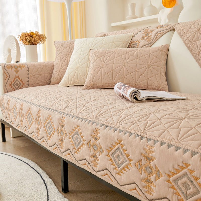 Cream wind sofa cushion washed cotton four seasons universal new 2025 sofa backrest cover towel non-slip dust-proof sofa cover.