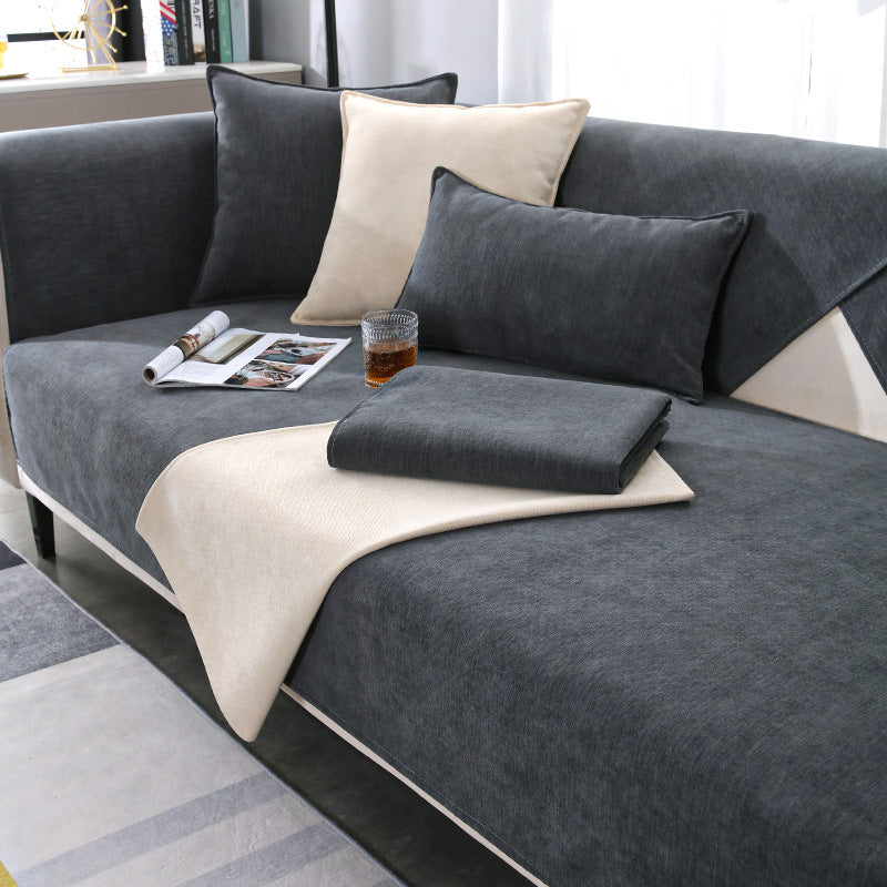 Chenille sofa cushion four seasons general simple modern grey cover non-slip cushion luxury sofa cover hood.